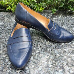 Lifestride, ANNA slip-on flats, navy faux leather, ladies size 9.5 wide shoes